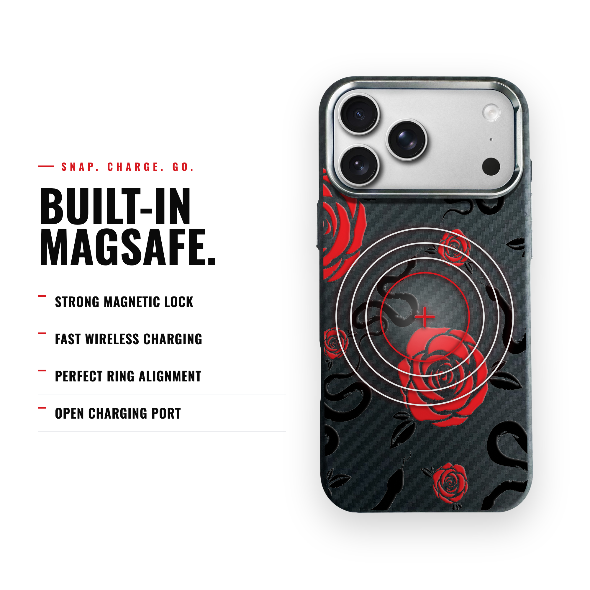 SNAKES AND ROSES Carbon [S2] iPhone case image 4