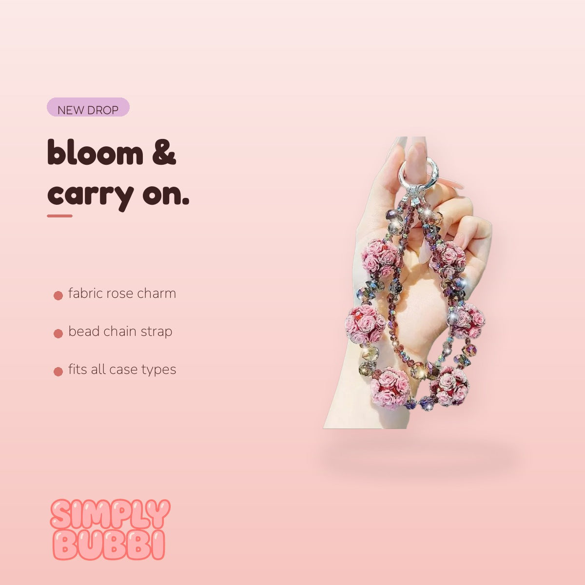 SIMPLYBUBBI Rose Flower Wrist Phone Chain - Image 2