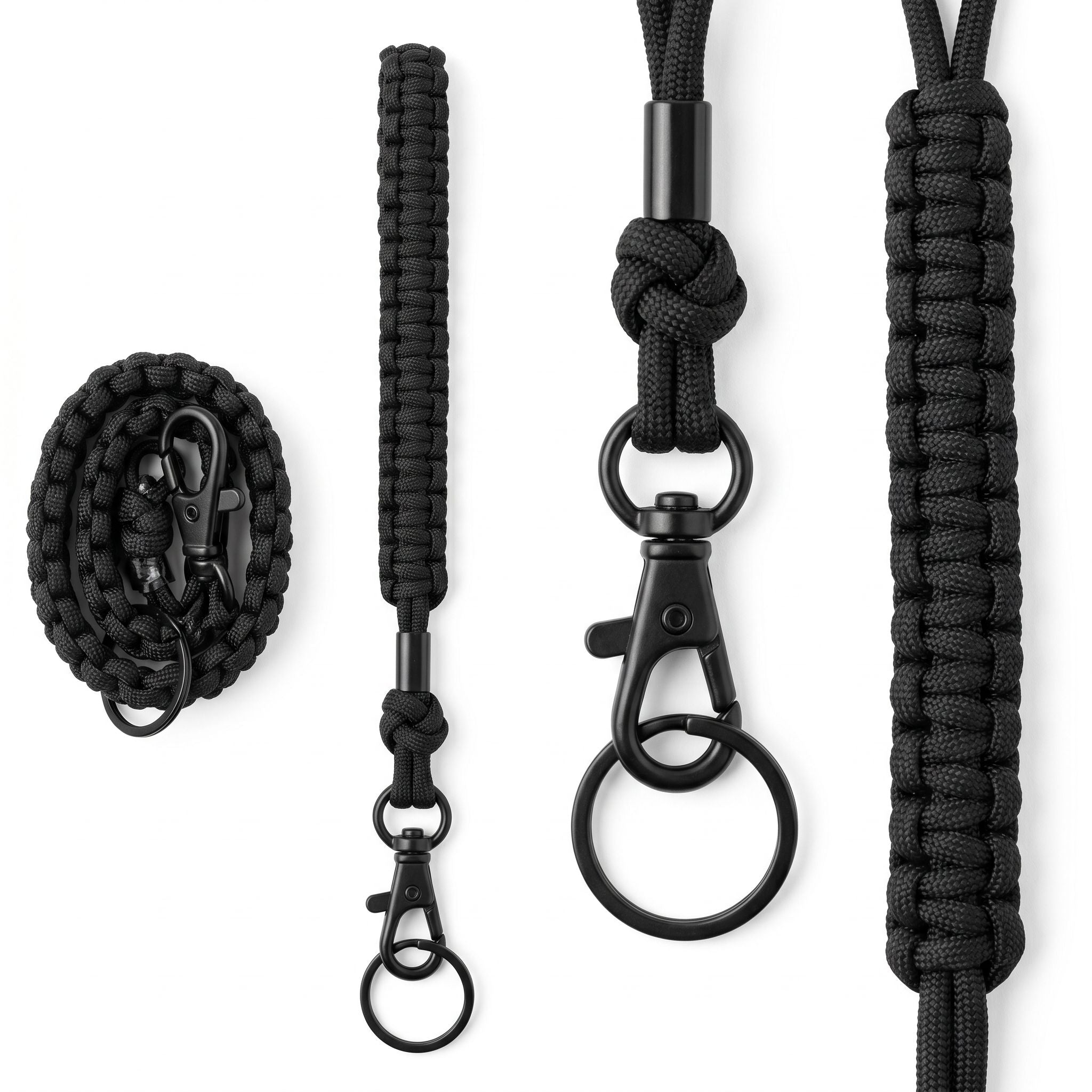 550 Paracord Wrist Lanyard — Black — Detail