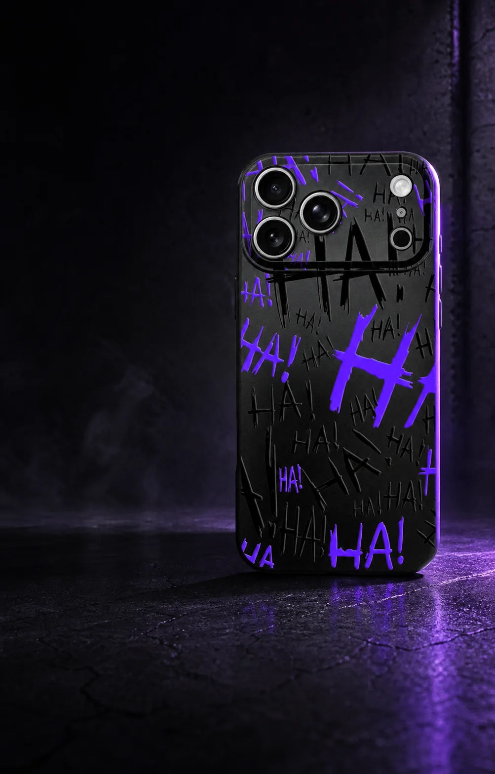 JOKSTER PURPLE Slim S2 case in a dark violet-lit studio