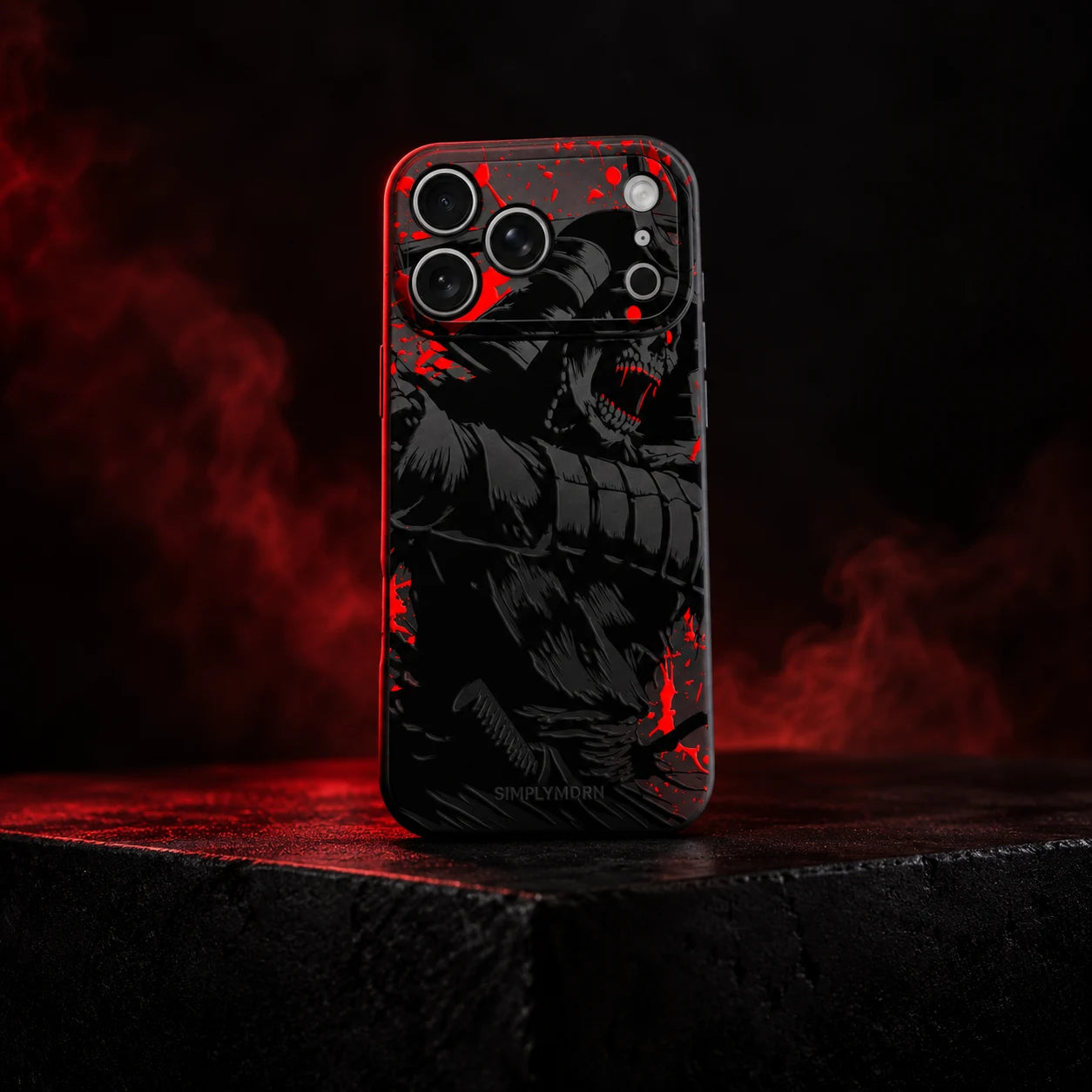 BLOOD RONIN Slim iPhone case in a dark red studio