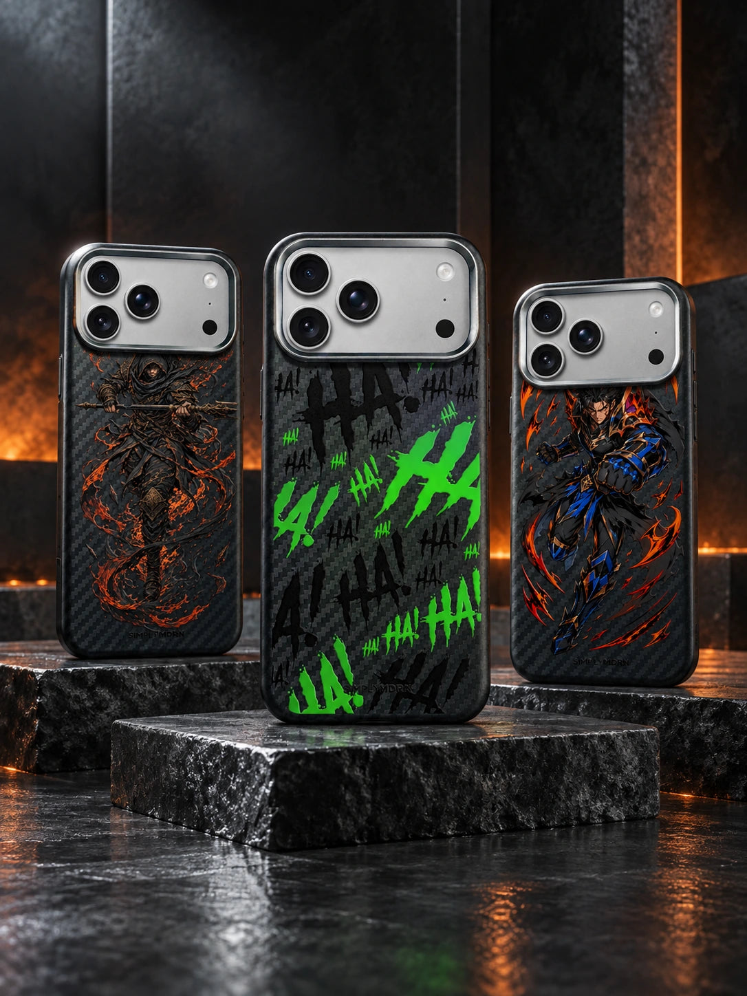 CARBON CASES — three SIMPLYMDRN products in a full studio scene